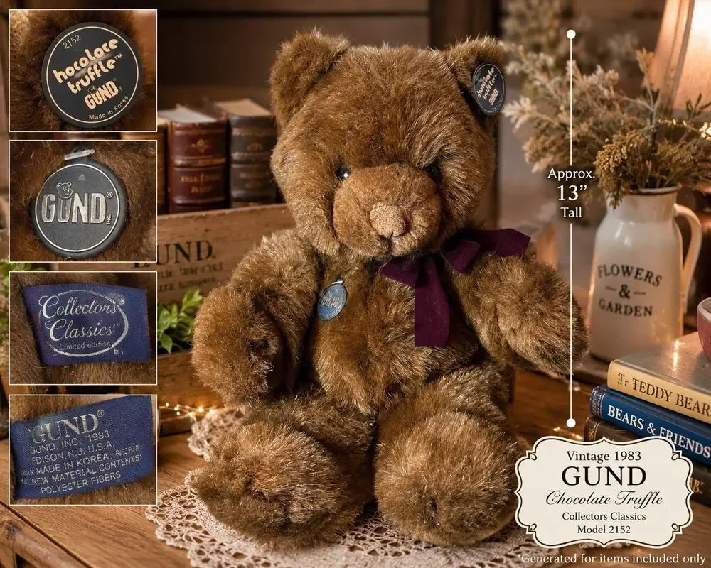 Vintage 1983 GUND Chocolate Truffle Teddy Bear 2152 Collectors Classics 13”